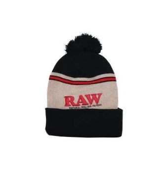 Gorro Raw Pompon Marron y...